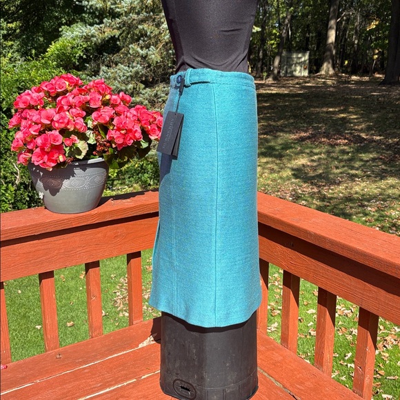 NWT Authentic Burberry Prorsum Teal Pencil Skirt, measurements in photos below. - Picture 4 of 14